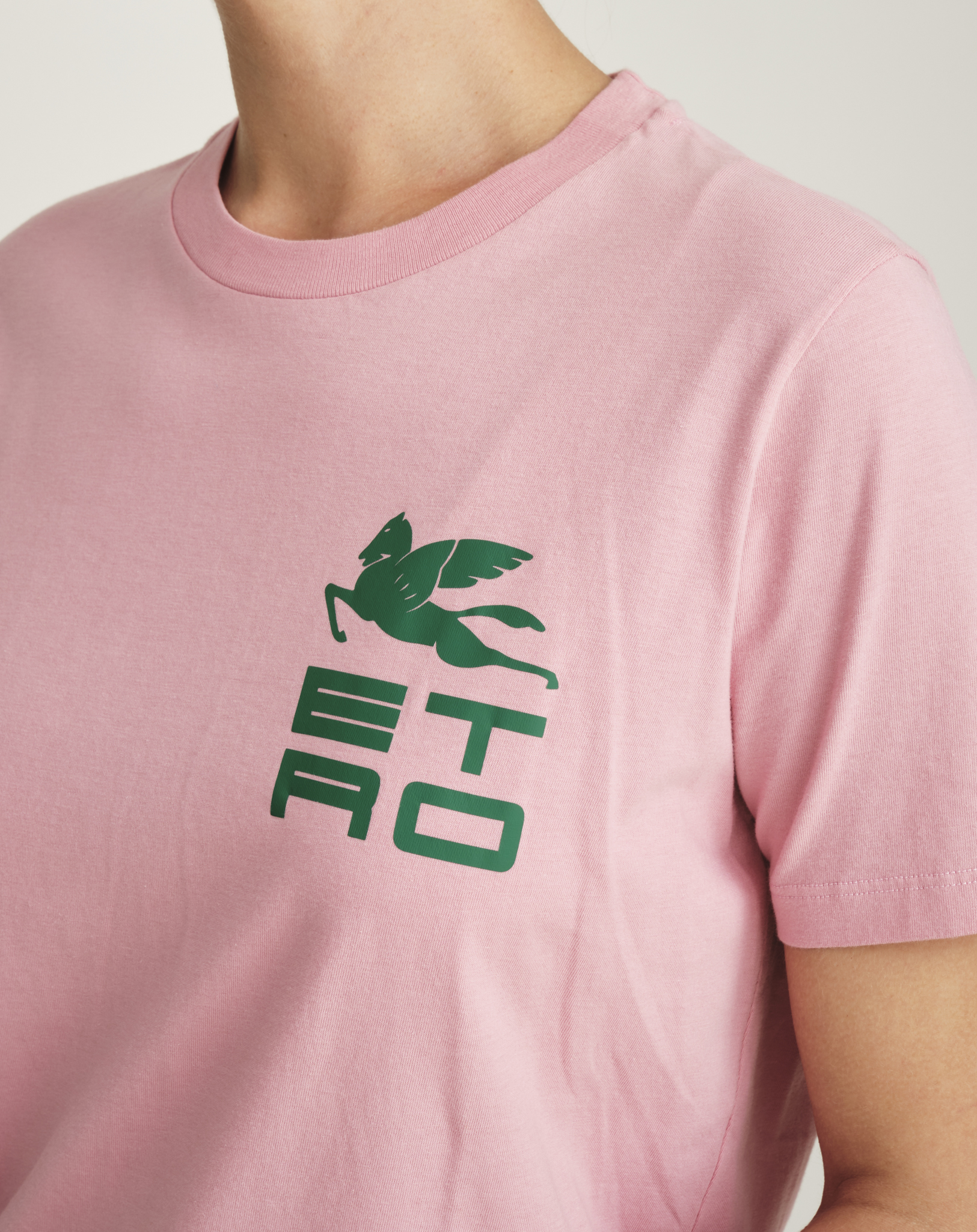 Etro - Pink Ricamo Logo Cotton Tshirt S